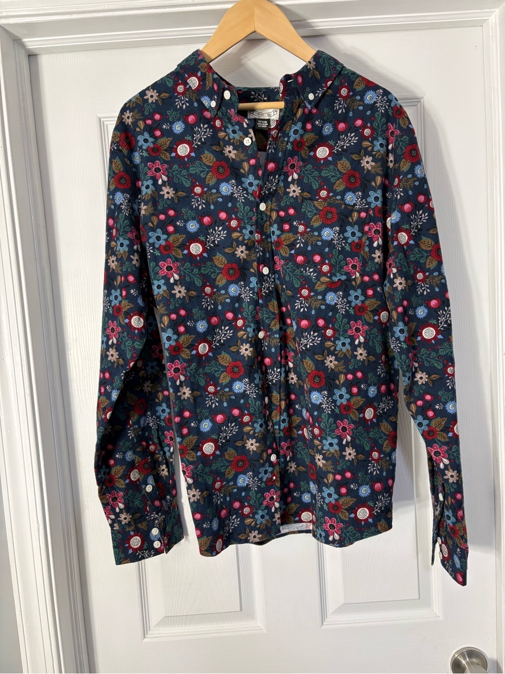 Oxford Navy Floral Button-Down Shirt with Multi-Color Print